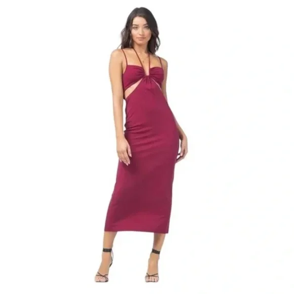 l*space | Dresses | Nwot New Lspace X Revolve Naomi Cutout Midi Dress Red  Wine Size Large | Poshmark